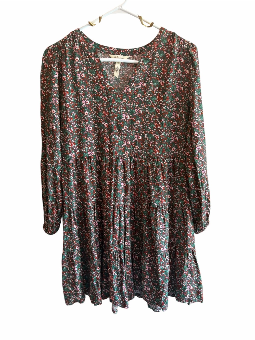 MATILDA JANE Brown Floral Bohemian Tiered Cottagecore Dress - Picture 2 of 5